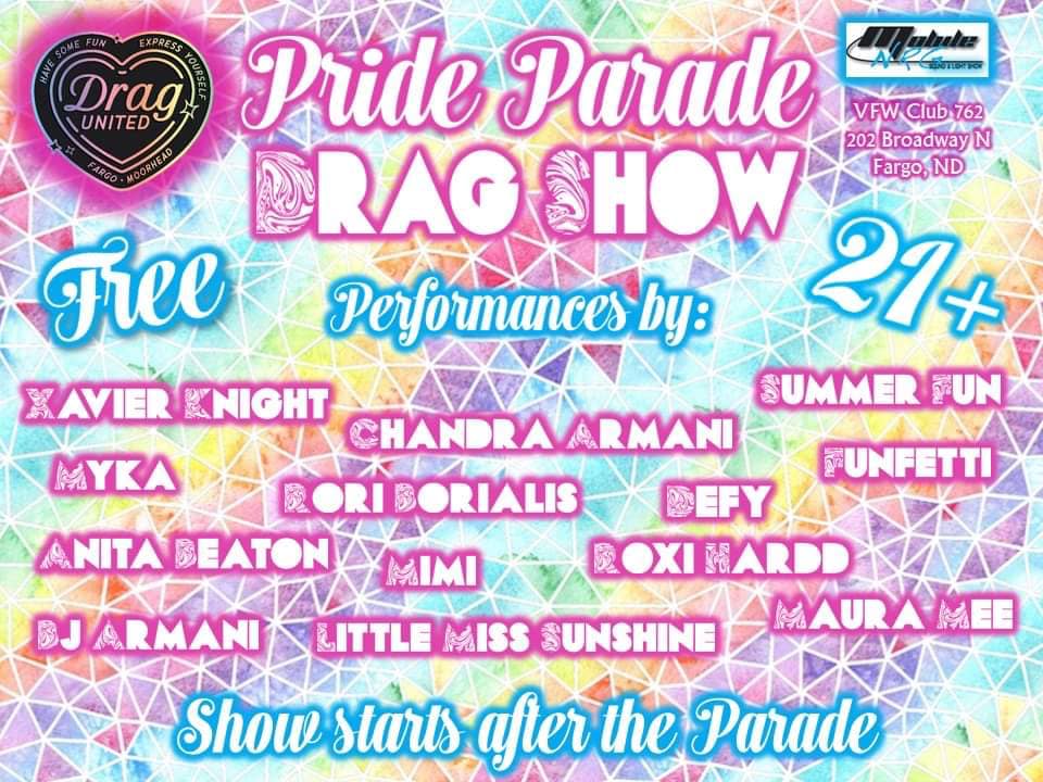 DPopTart's tweet photo. After #FMPride Parade in downtown Fargo Sunday, come join @DerekDahlsad & me at @762VFW for #DivaDogs - wieners neatly tucked into buns, dressed the way you like! Plus there's a FREE 21+ FM Drag United show & plenty to drink! Please celebrate with us - & please share
#ilovefargo https://t.co/IlZ9UQtDbn