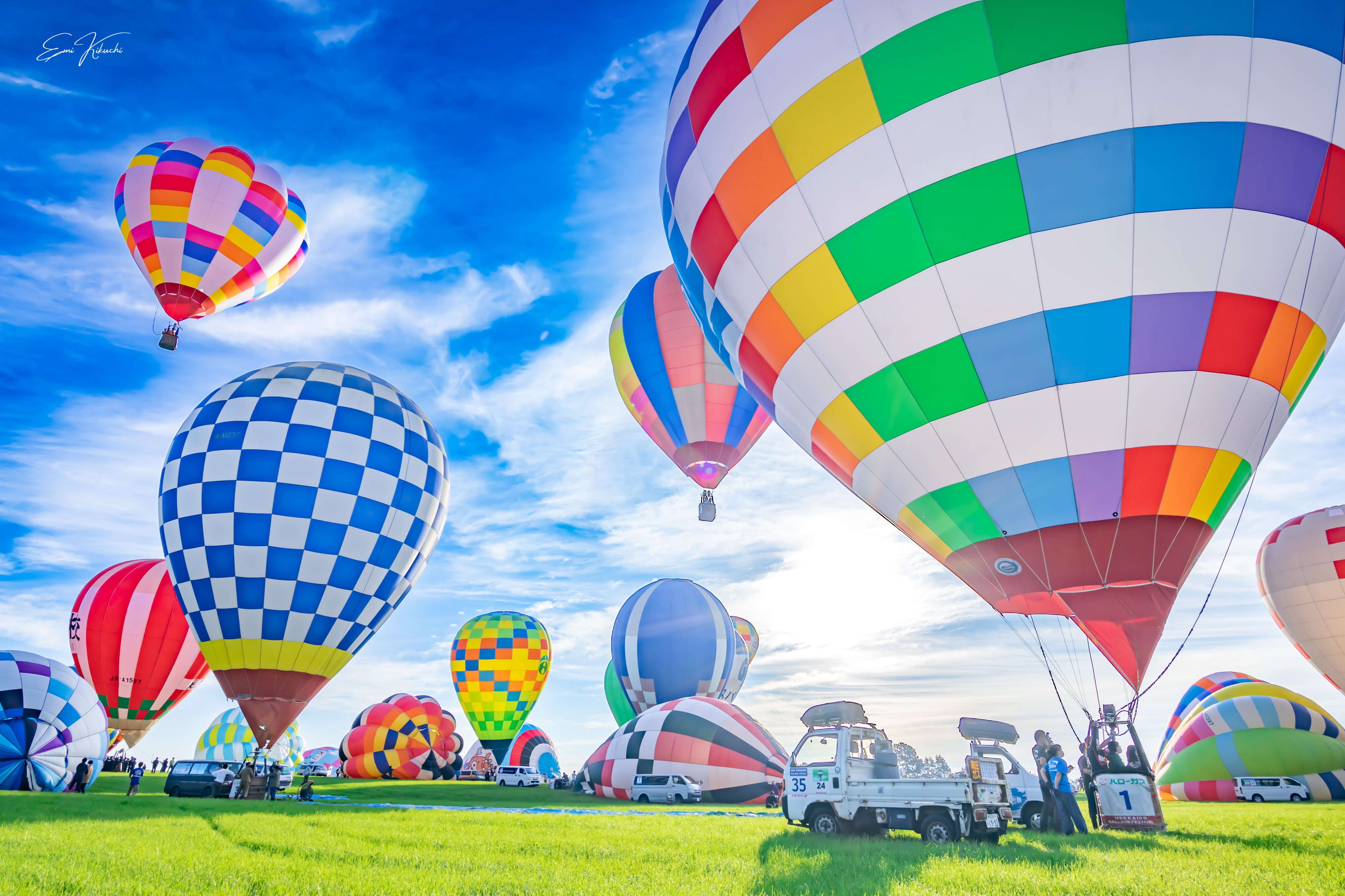 油絵 Air Ballons festival(気球大会) 熱気球 エアバルーン 油絵 Air Ballons festival(気球大会) 熱気球 エアバルーン（Emi