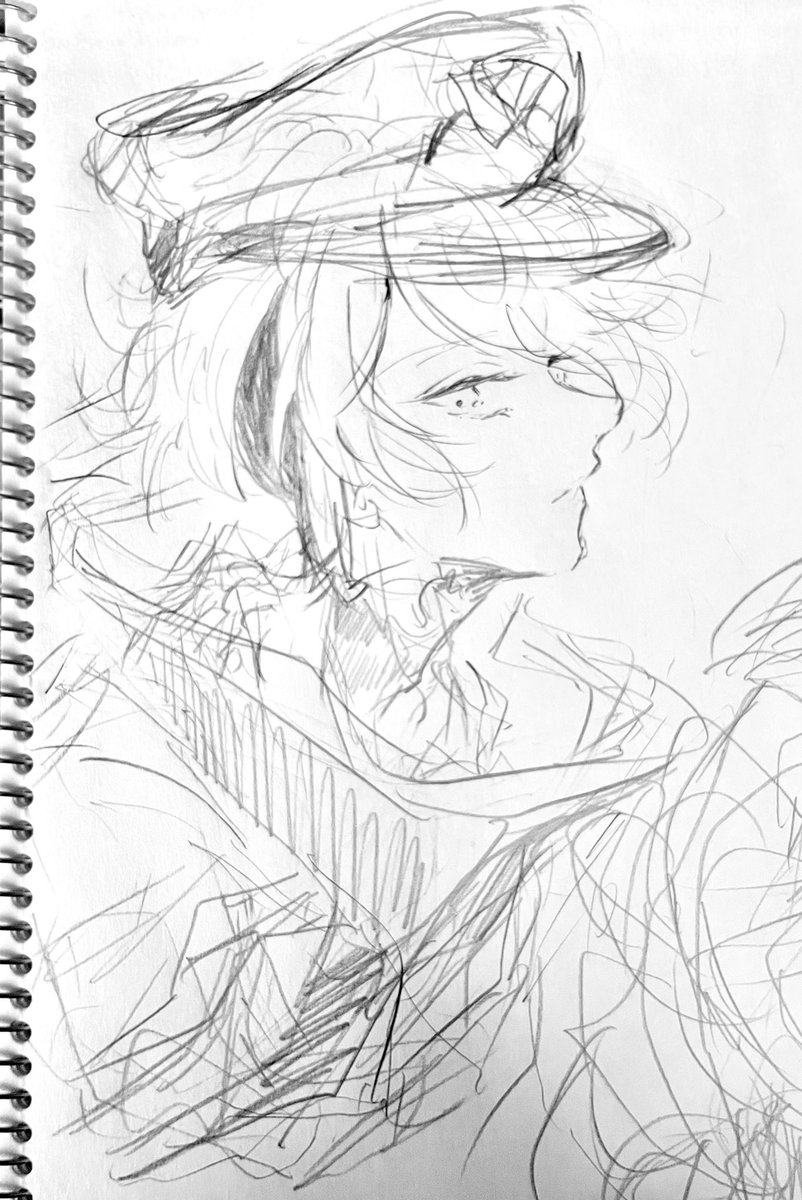 鉛筆下書きと線画 