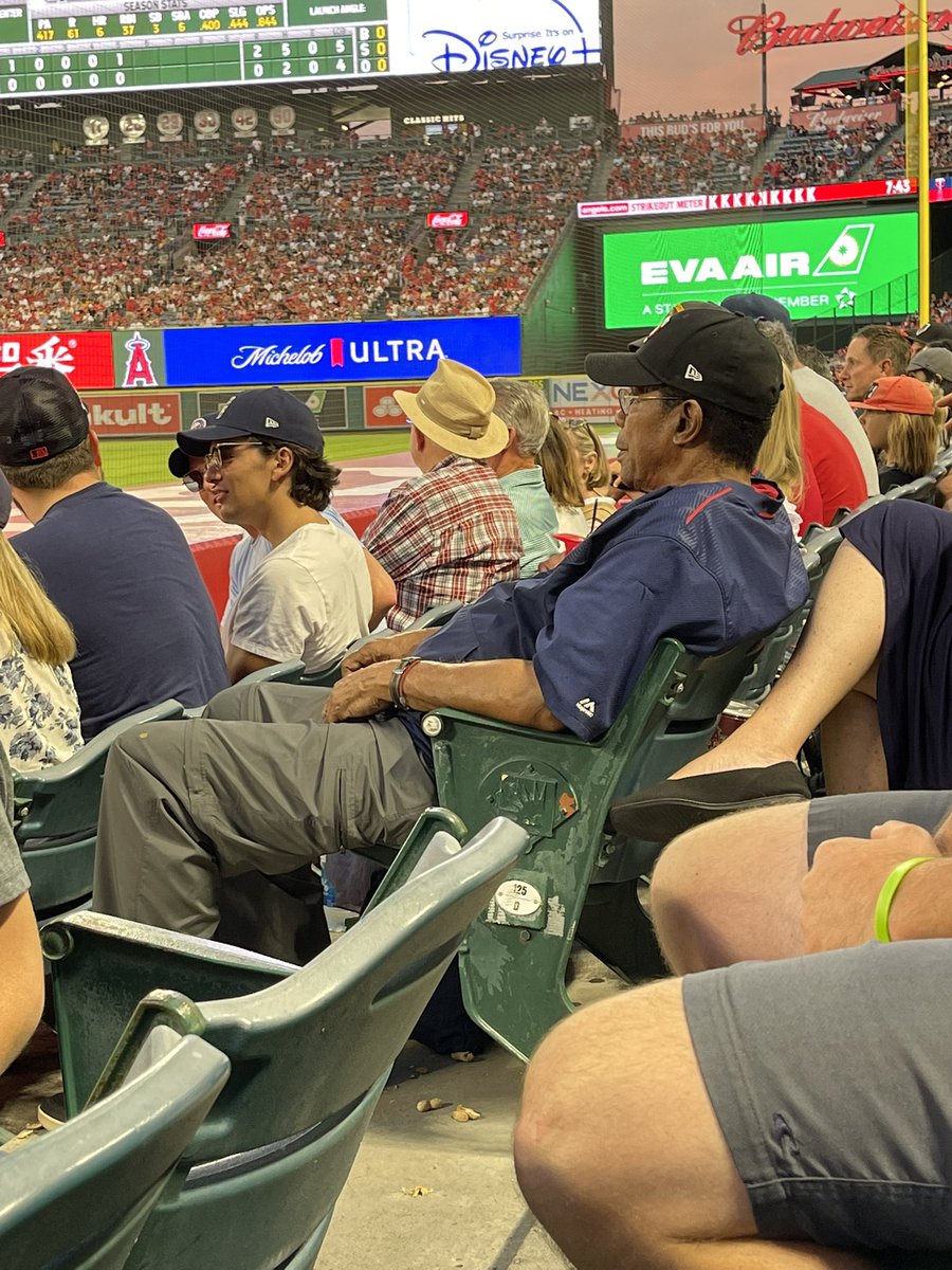 Angels and Twins royalty visiting the big A tonight!  The great HOF’er Rod Carew was in the house tonight!  #29 #Outstanding <a href="/TrentRushSports/">Trent Rush</a>
