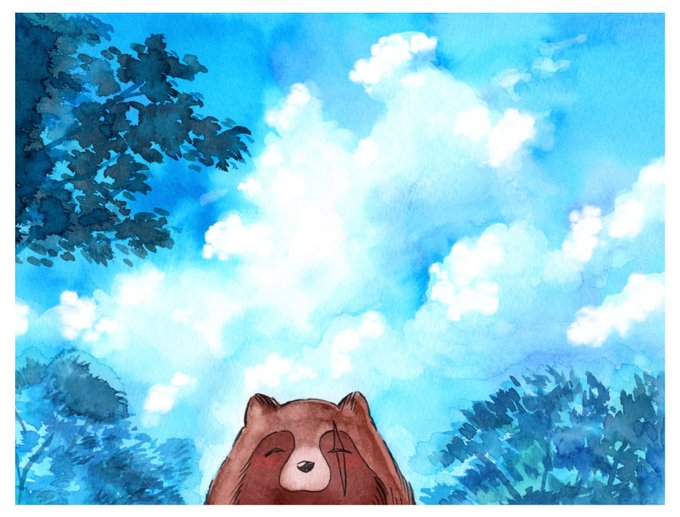【タヌキが 残暑お見舞い申し上げます】Have a nice summer !#水彩画 