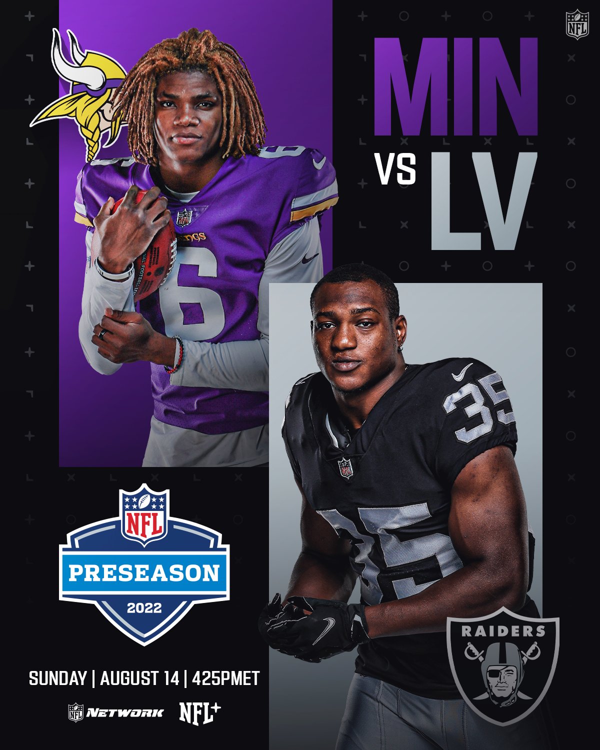 NFL on X: 'Final matchup of Preseason Week 1. Y'all ready? @Vikings   @Raiders 