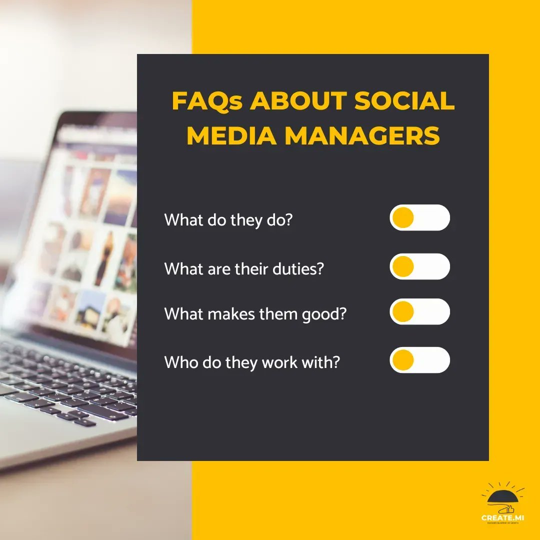 createmii's tweet photo. Here are some FAQs about Social Media Managers! 🙌 

✅He/She is responsible for utilizing a consistent voice to engage with the public on social media platforms on behalf of the business. 

Know more by clicking: https://t.co/fi444ggnEl. 

#createmi #LoveYourBookshopDay https://t.co/cqGa9GMc01