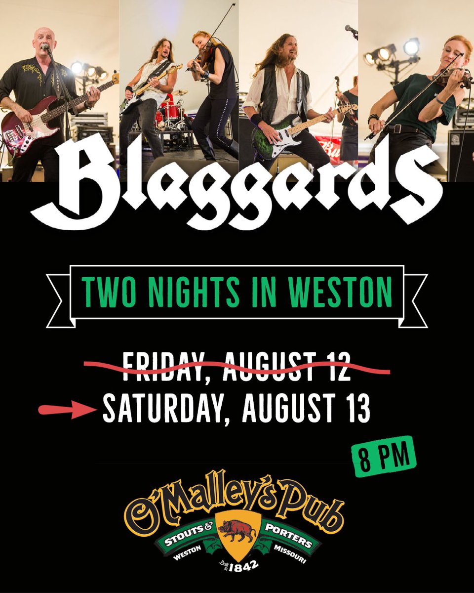 Blaggards's tweet photo. On our way back to O’Malley’s in Weston MO for show #2! 8 PM start. #blaggards #blagmatictour2022 https://t.co/YAHzpb89u3