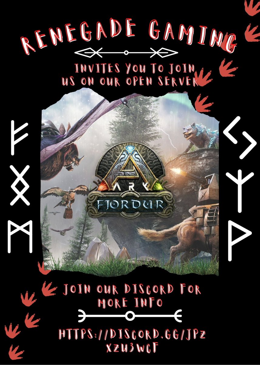 RGDSGaming's tweet photo. Are you looking for a Ark server that's filled with a bunch of people willing to work together? How about a server that wont shut down or be wiped on you and your clan? Well we got you! Come join us on Fjordur with renegade gaming! join our Discord! https://t.co/aQl5Ky4Q5P https://t.co/ntypnaHSma