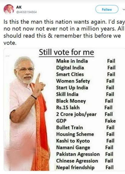 H_A_Baghdadi's tweet photo. @ManthriTrs @narendramodi @KTRTRS @TelanganaCMO @trspartyonline #byebyemodi #modidestroyedindia #modimadedisaster #modimustanswer #modishouldgo #modistepdown #modi
These are the Big Failures of the Narendra Modi. Modi's 8 years marked by failures, one bigger than the other. He must leave now 🤲 https://t.co/JGLaBwoN1s