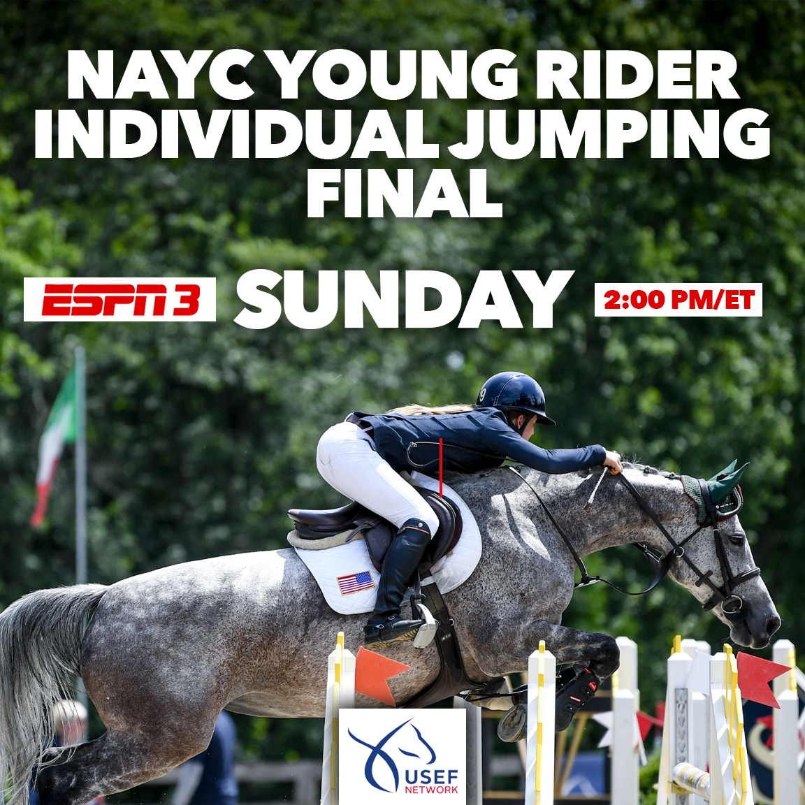 Don't miss the NAYC Young Rider Individual Jumping Final LIVE today at 2 PM/ET on ESPN3! 📺🐴