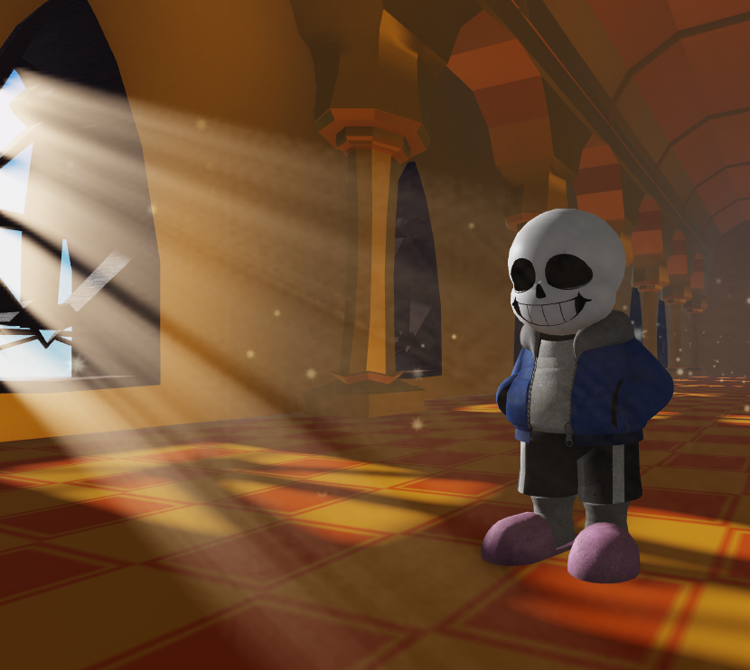 Host_egg's tweet photo. * Heya. You've been busy, huh?
Here is my sans model in @SpinexTrue's Judgement hall made in #blender!
#undertale #3DModel #Render #ROBLOX #sans https://t.co/tLeydAChit