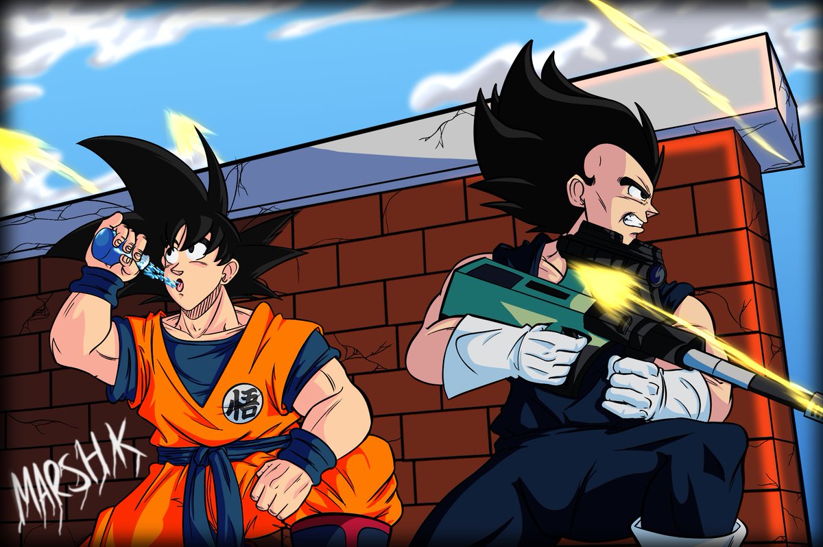 MarshKArt's tweet photo. "Shield up, Kakarot, we're rushing Tilted."

#fortnite #goku #dbz #vegeta https://t.co/eTF5dnepKj