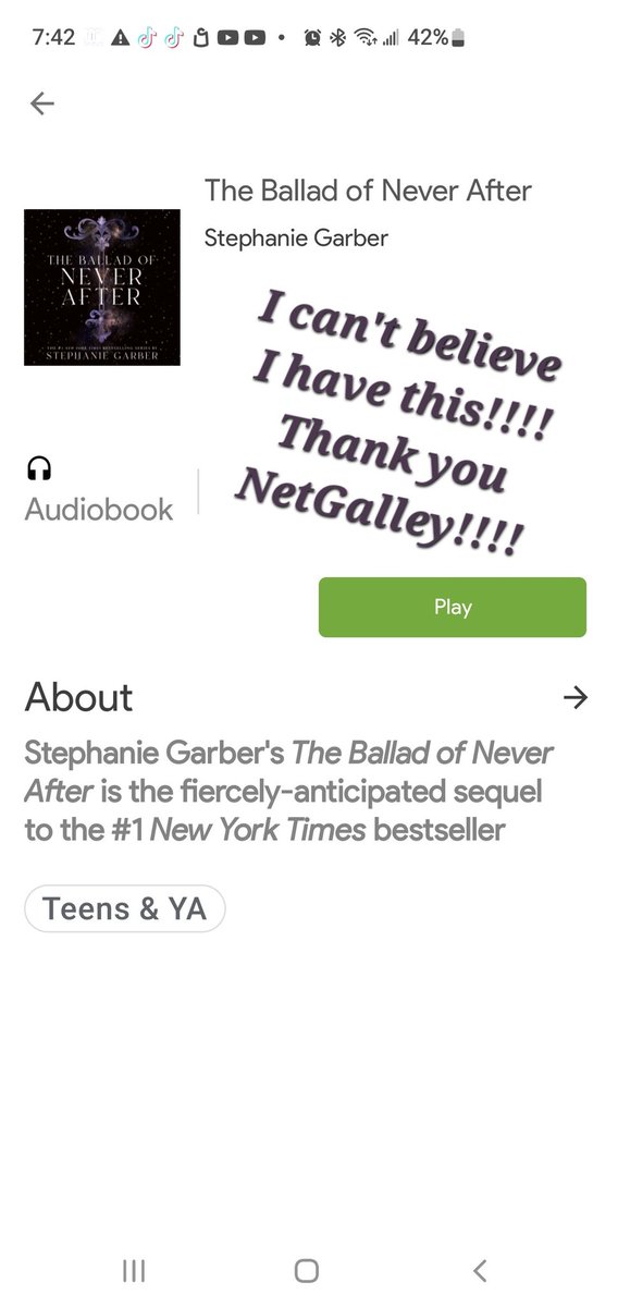 BusbyNichole's tweet photo. I'm starting this beauty of an audiobook today and can't wait to get into it. Thank you @netgalley @macmillan.audio and @stephanie_garber for a copy of this audio book.
#theballadofneverafter #netgalley #stephanie_garber #currentlyreading #ReviewToCome #excitedtoreadthis https://t.co/1JiiCbK6sW