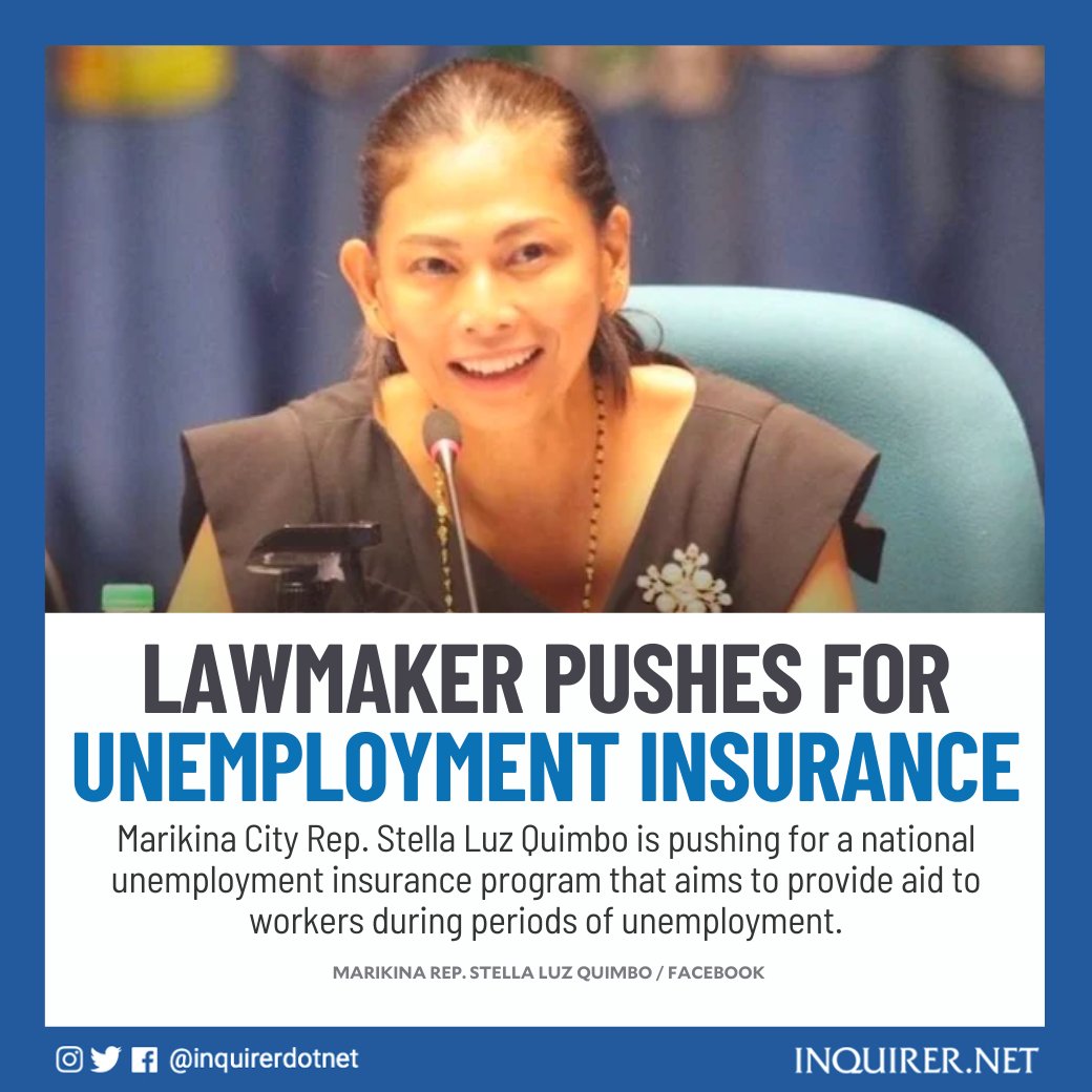 inquirerdotnet's tweet photo. Marikina City Rep. Stella Luz Quimbo is pushing for a national unemployment insurance program that aims to provide aid to workers during periods of unemployment.

READ: https://t.co/kRfft9L0G3 https://t.co/rnL09Vng3Z