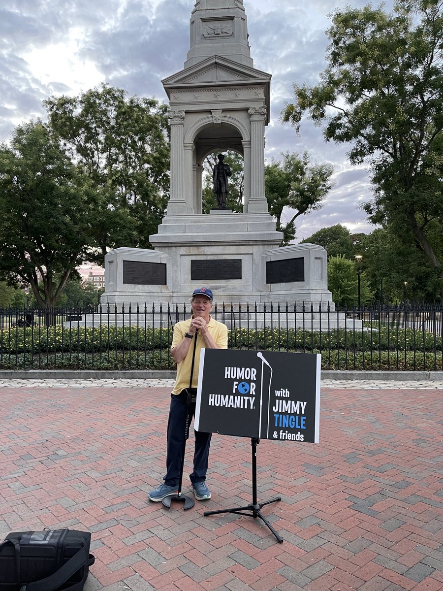 JimmyTingle's tweet photo. I got to practice my #humorforhumanity show tonight in the shadow of #Lincoln on the hallowed grounds of the #cambridgecommon where #washington took command of revolutionary #American colonial army in 1775( I think?) Feeling Patriotic as we #BuildBackBetter TY @POTUS https://t.co/T72b3ZF59F