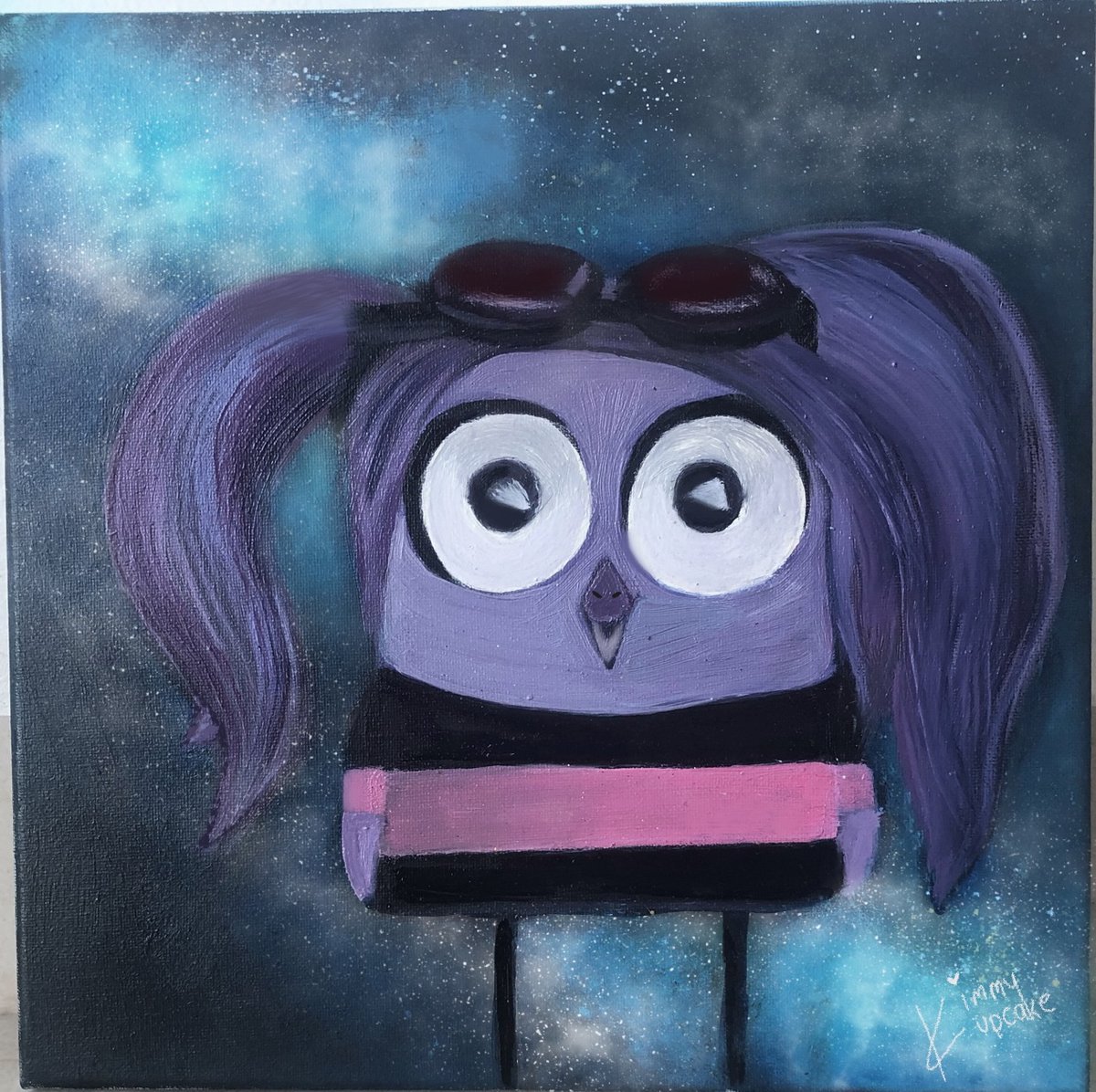 Kimmycupcake14's tweet photo. 🌌 𝒩𝑒𝒷𝓊𝓁𝒶 🌌

My submission for the art contest.
Medium: oil paint.  
💜 #blockowls #fanart #Cardanonfts @BlockOwls https://t.co/4Adn1r4pJf