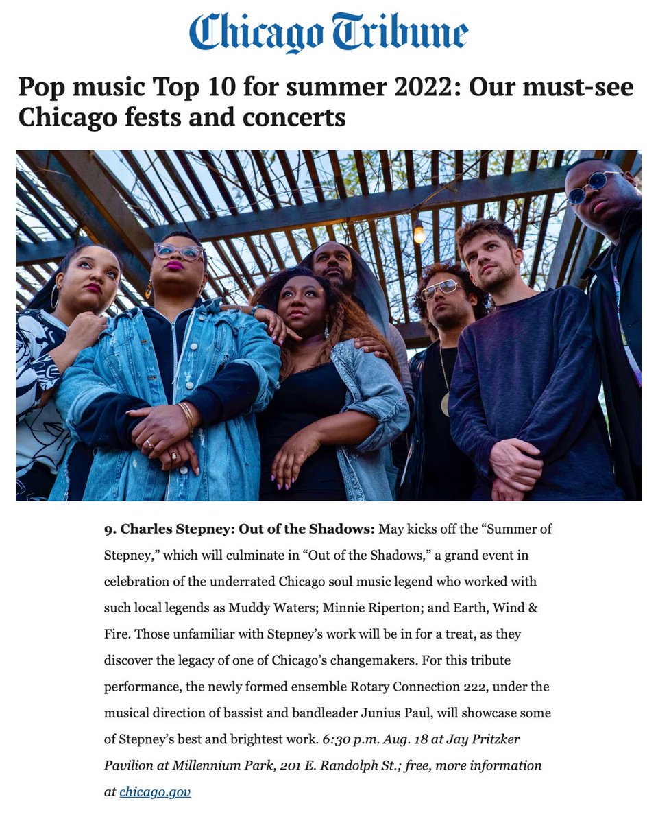 JuniusPaulMusic's tweet photo. Thursday, August 18th • Out Of The Shadows featuring the music of Charles Stepney • Millennium Park (Chicago) • 6:30pm - FREE https://t.co/Fq4b7OTHr4
