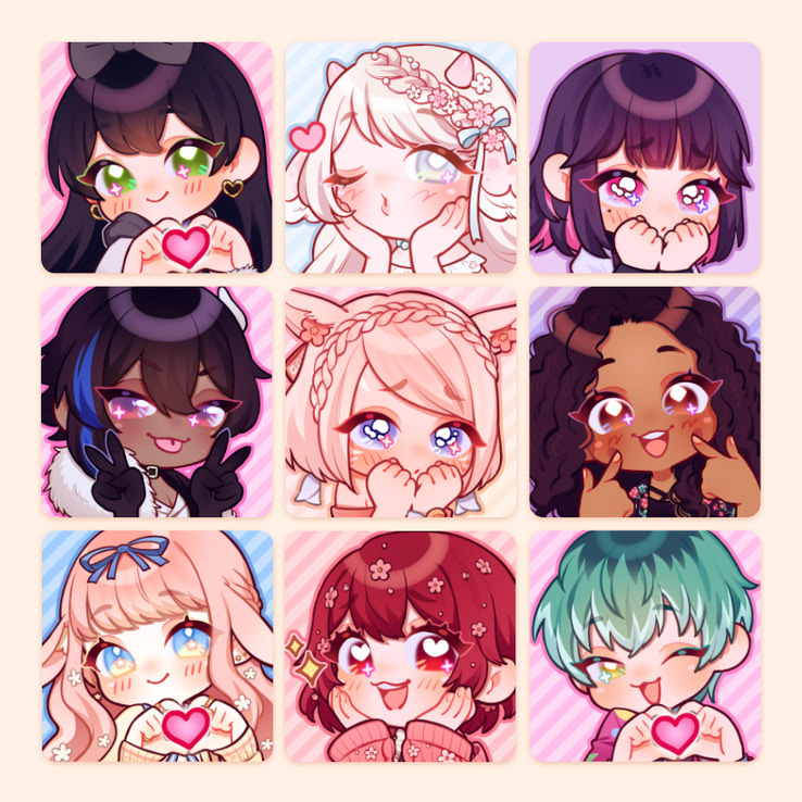 not sure if people are tired of seeing my ych icons yet but here's the last batch 😚 *looks fondly at them like they're my children*
[commissioned work, please don't use] 