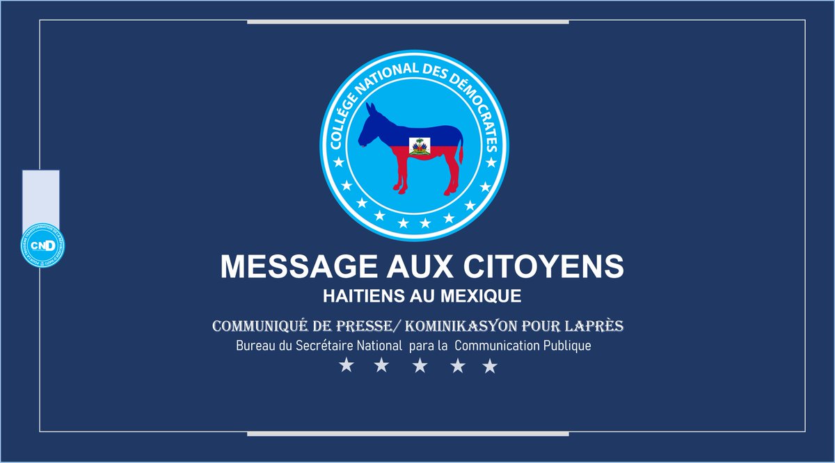 CNDHaiti_'s tweet photo. MESSAGE AUX CITOYENS HAITIENS AU MEXIQUE
Le parti politique #CND par l'intermédiaire de son bureau de dépôt au Mexique, est au courant de plusieurs incendies de véhicules, de barrages routiers et d'activités policières intenses à Tijuana, Mexicali, Rosarito,Ensenada et Tecate.1/2 https://t.co/UDxaPYiC7K