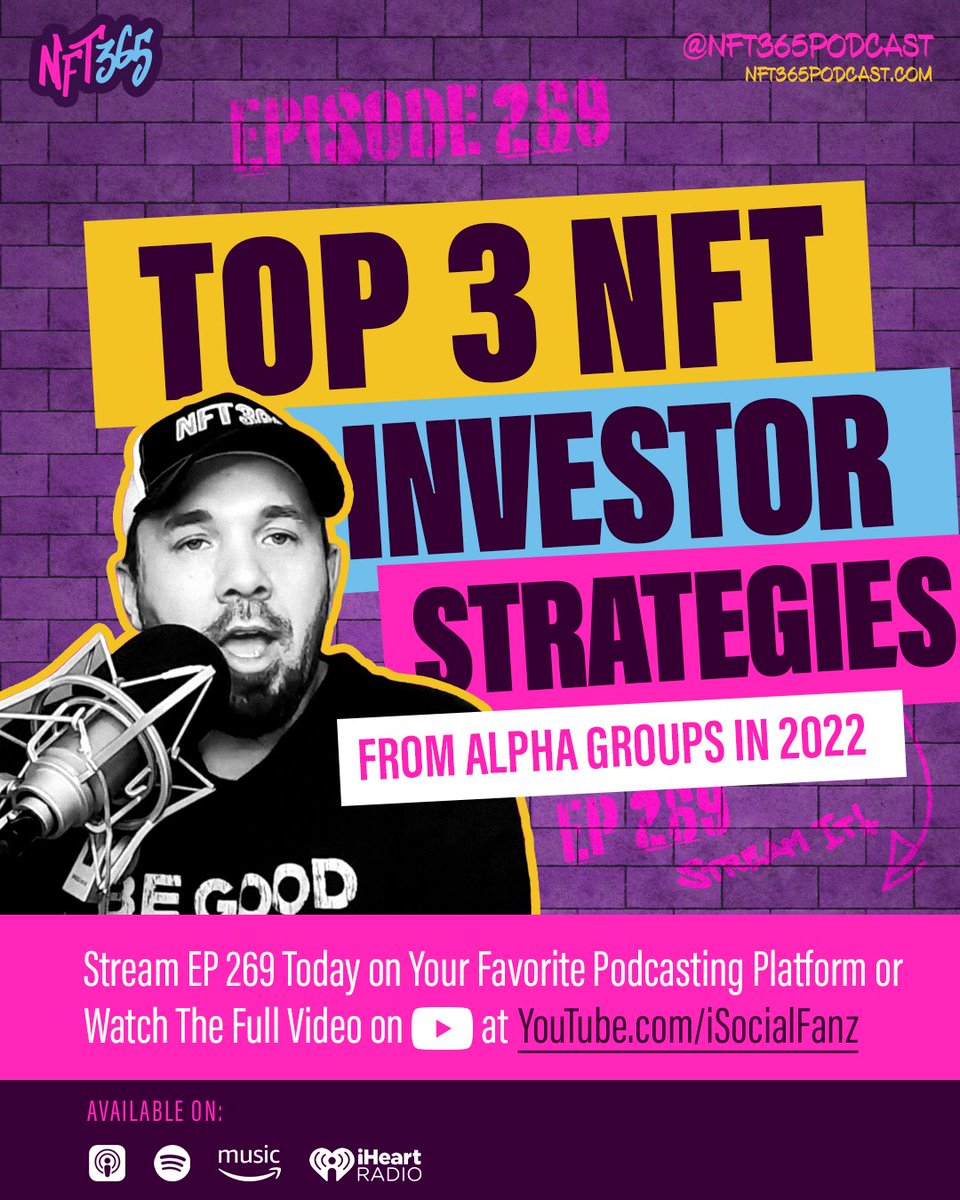NFT365podcast's tweet photo. Are you interested in how savvy investors are thinking about digital asset classes and how to leverage this revolution of NFTS? This episode is for you. Listen in as Fanzo discusses the top three NFT investor strategies! 🧢 #nft #web3 #crypto #dao #nftart #community https://t.co/1mVKcNinHu