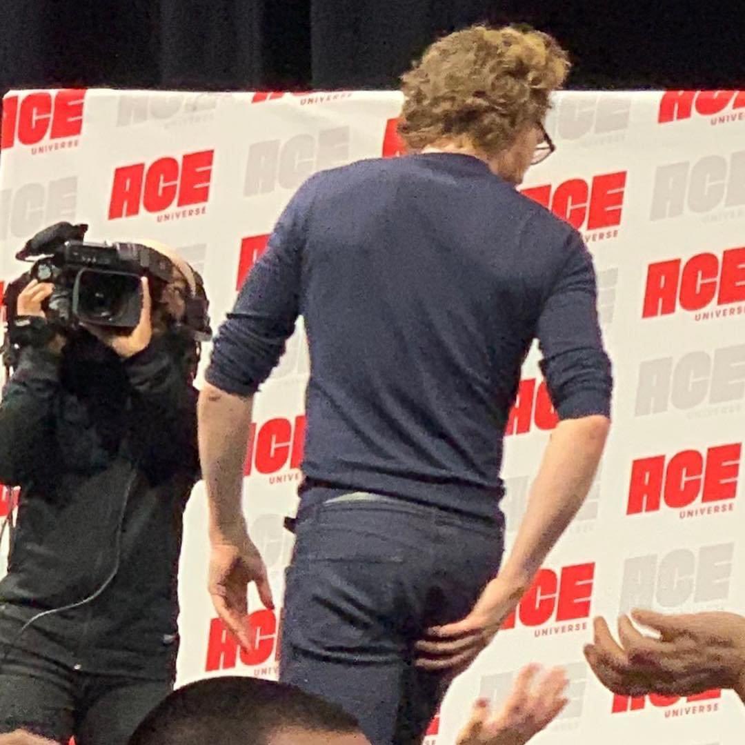 Even he can resist the hiddlebum, he  has to touch it too