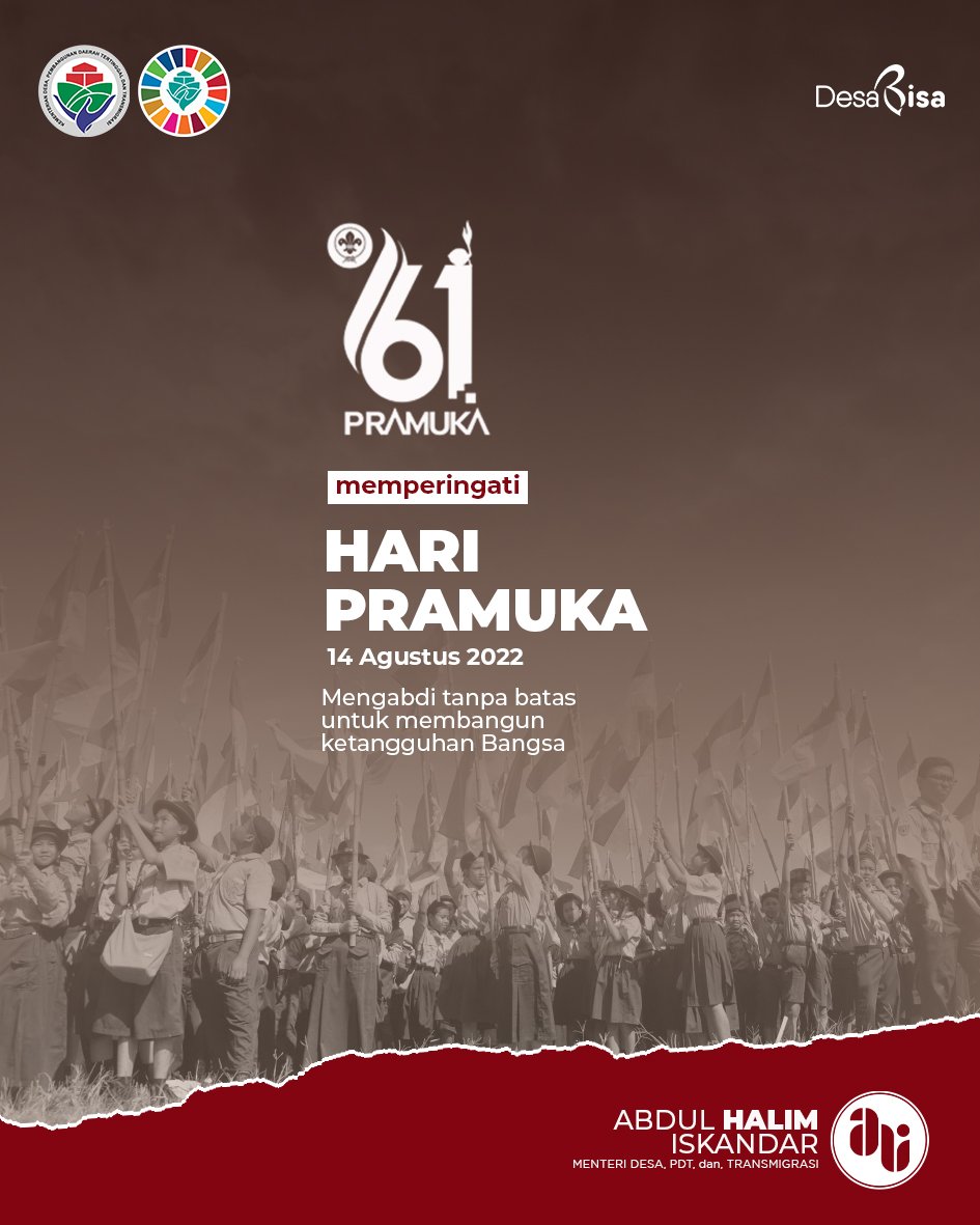 halimiskandarnu's tweet photo. Selamat Hari Pramuka
Mengabdi tanpa batas untuk membangun ketangguhan bangsa, mari kita wujudkan dari desa https://t.co/qr5V8ULhyg