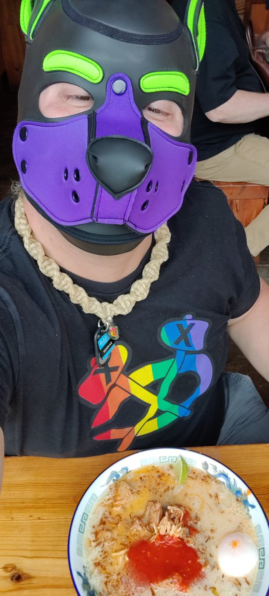ShadowTheWusky's tweet photo. Just a gay wusky pup enjoying his favorite ramen 🍜 #gaypup #furryfandom #puphood #bdsmgear #switchpup #kink https://t.co/XQ52NTr2fp
