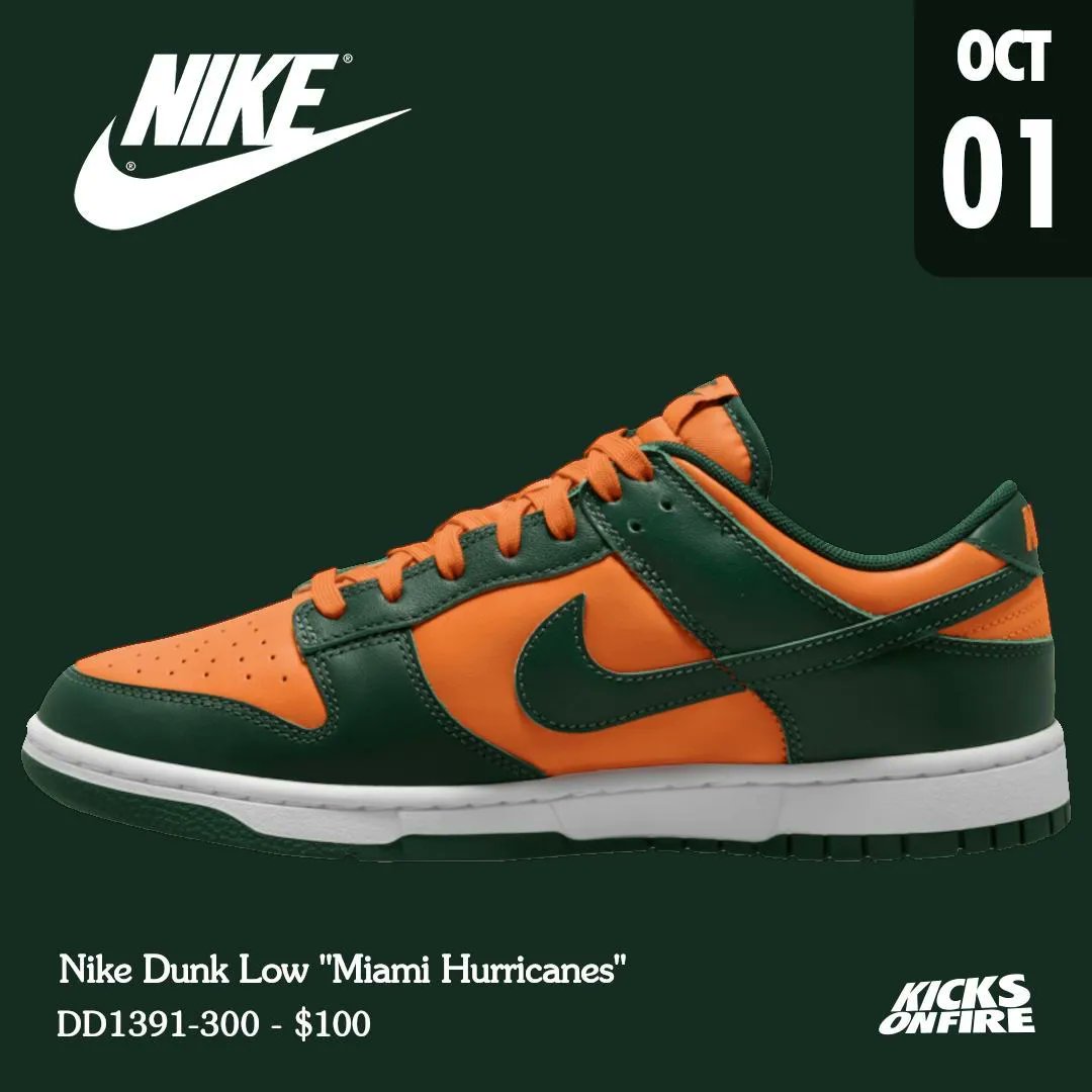 Nike Dunk Low Miami Hurricanes DD1391-300 