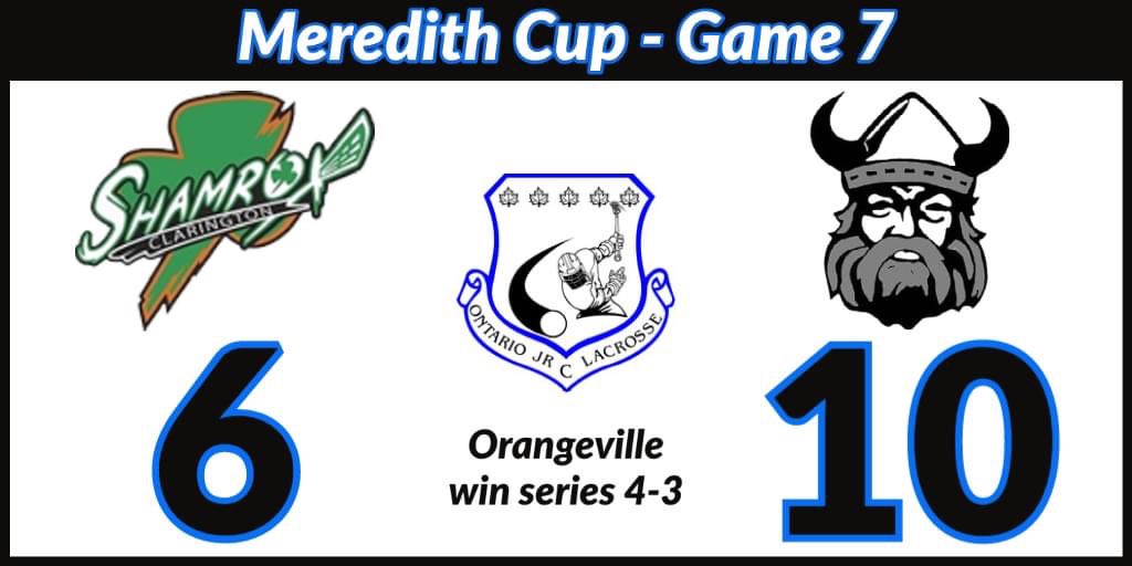 In the inaugural season the Orangeville Jr C Northmen defeat Clarington Shamrox in Game 7 to capture their first-ever #MeredithCup 🏆 #northmenproud  #blackandsilver  #champs