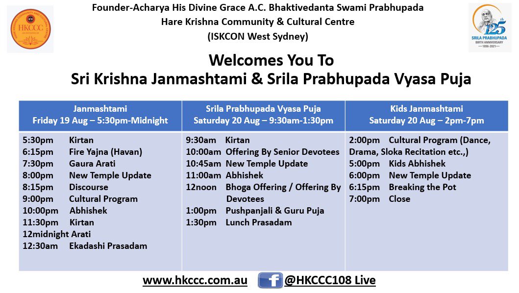 IHkccc's tweet photo. Janmashtami and Vyasa Puja 
ISKCON West Sydney https://t.co/wgoD4VzSZm