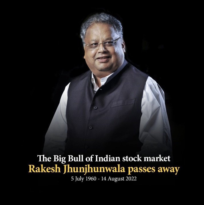MuleySumedh's tweet photo. Really sad to know Rakesh Jhunjhunwala is no more..🥲

One of the stock market icons of india
&amp; My inspiration

Rip sir !! 🙏🙏🙏 #RIP https://t.co/QFIRrZaSch