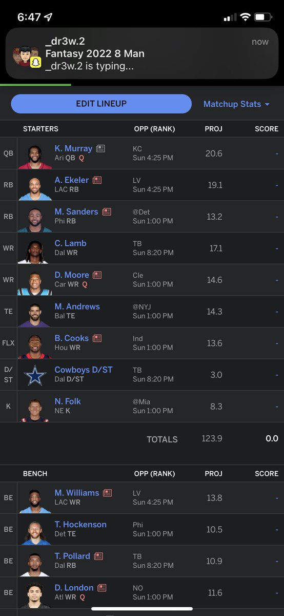 ourmandoh's tweet photo. Thoughts on team? 8 man PPR https://t.co/5I8dOnwnB1