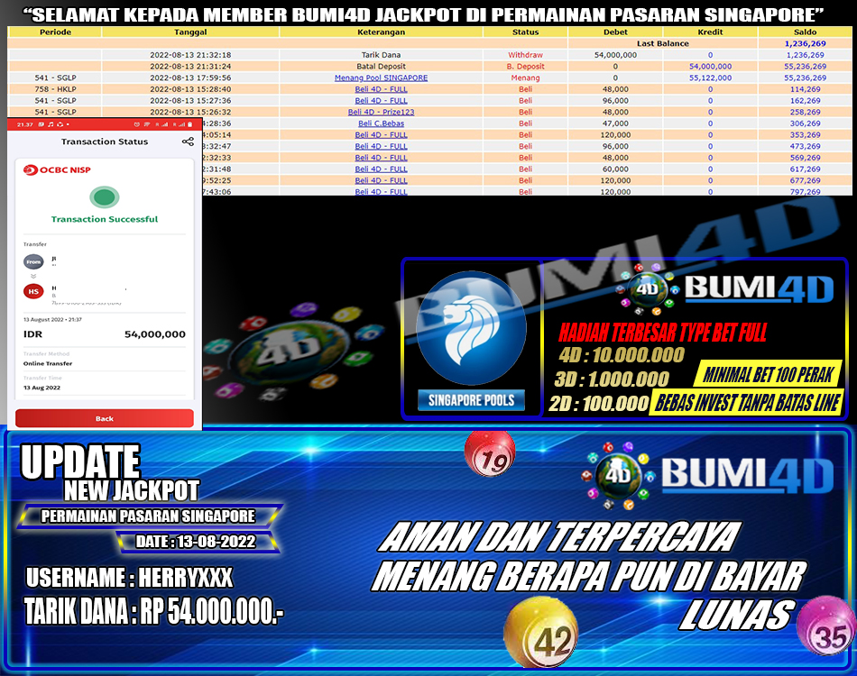 Promotogel's tweet photo. selamat kepada member bumi4d jackpot SGP
daftar segera disini pasti aman
user : HERRXXX
wd : Rp 54.000.000
bumi4d : https://t.co/zzrYXczwug
Wa : +6282168979184

#bumi4d #prediksihk #resulthk #togel #slot #casinoonline #bocoranprediksi #linkbumi4d #togelovers #togelhongkong https://t.co/UPr7oe5kG1