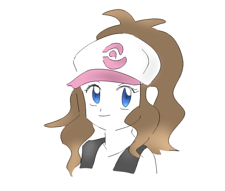 hilda (pokemon) 1girl solo blue eyes hat brown hair smile closed mouth  illustration images