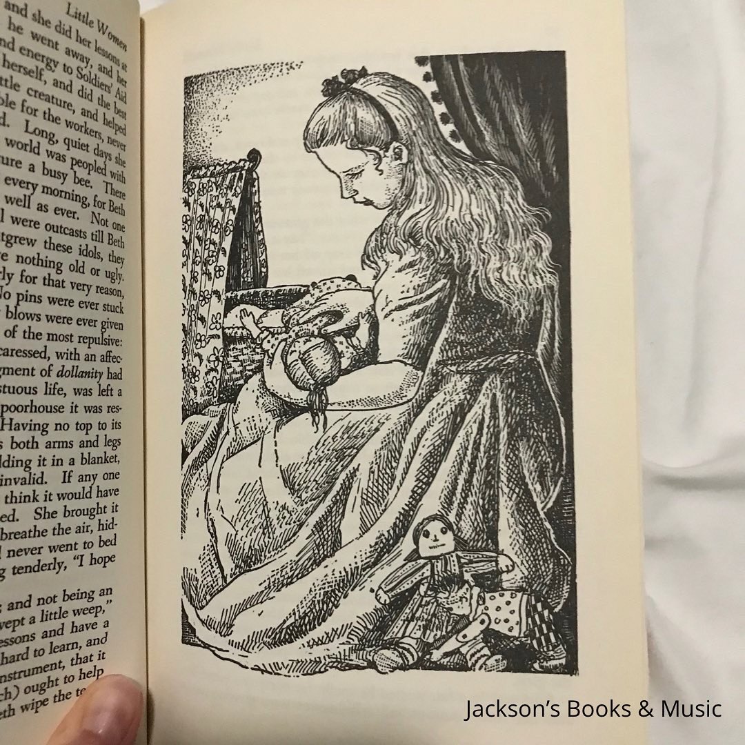 jxbooksandmusic's tweet photo. A beautiful illustration of #BethMarch in my 1994 Barnes &amp; Noble edition of #LittleWomen https://t.co/ObsoNWNgnq