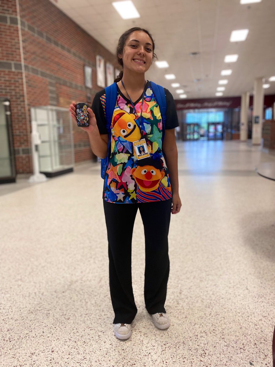 SELadyMustangs's tweet photo. Our shooter @laneyd25 showing off her scrubs yesterday! She’s in sports medicine this year and does WBL at the local elementary schools , working hands on with the nurses. Our future! ❤️ https://t.co/bLxXcMhHo2