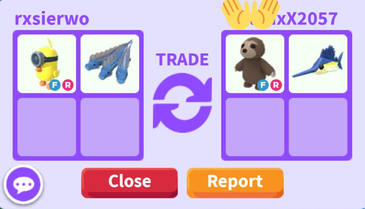jennswif3's tweet photo. W/F/L? I'm kinda happy with this trades! Also taking offers for my donutcycle, and trading the FR sloth for two no pot full grown sloths. ‹3 #adoptmetrades #wfl #trader #adoptmetradeproofs https://t.co/vkIaj1p4tw