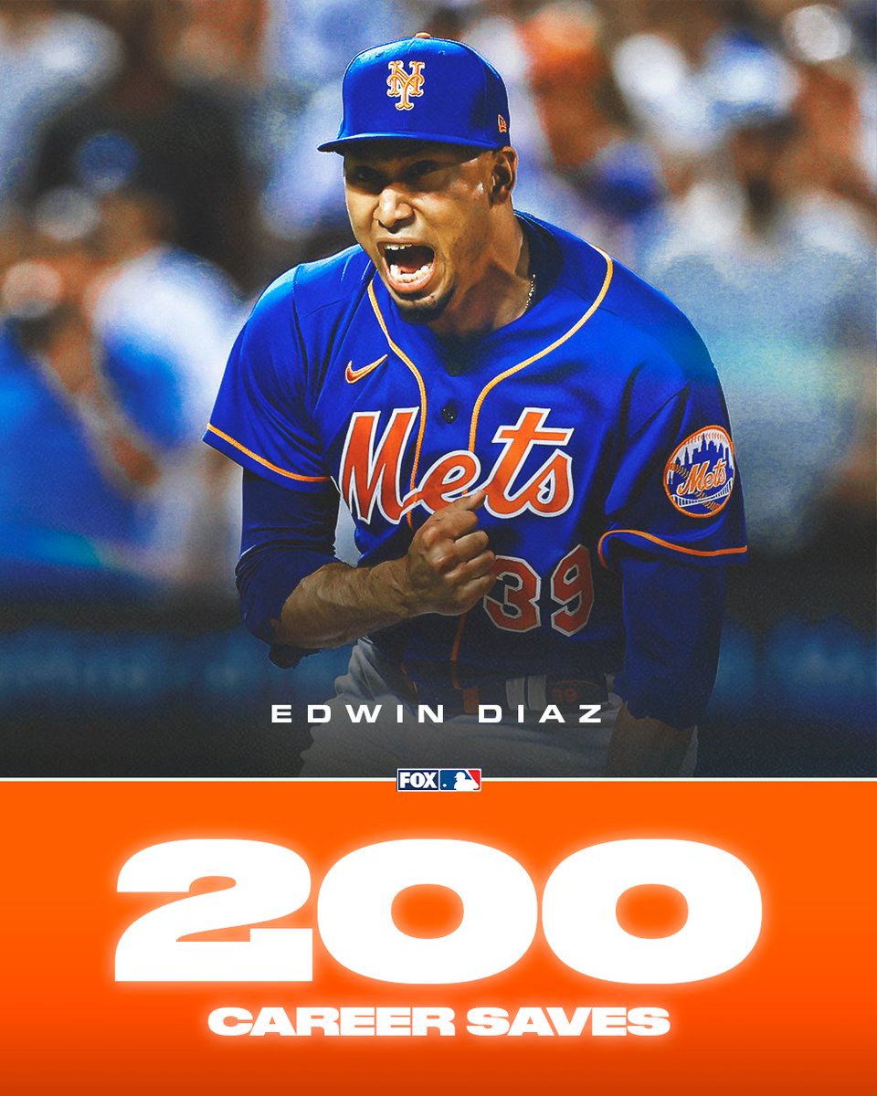 MLBONFOX's tweet photo. Edwin Diaz is the 3rd youngest pitcher in MLB history to reach 200 career saves 🔥 https://t.co/4lDLpO320y