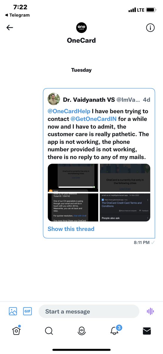 ImVaidy's tweet photo. @GetOneCardIN No response to queries. Appreciate the credibility of #OneCrap. https://t.co/Kr6sCWJiat