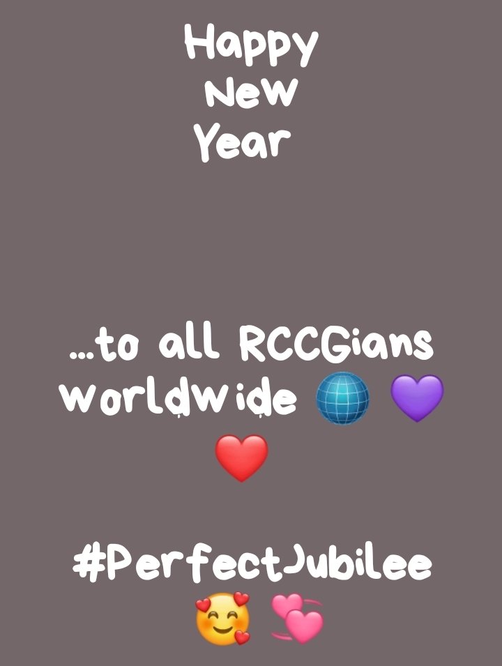 Singapore6's tweet photo. Happy New Year to all RCCGians 
Welcome to the Year of Perfect Jubilee 🥰 💞 ✨️ 

May you not ruin your own Jubilee.. as only the anointed can destroy the anointed..
nothing will ruin your Perfect Jubilee 

#PerfectJubilee 
#RCCGConvention 
#newyear
#CompleteInJesus 
#Amen
❤️ https://t.co/i5gAWKZgFl