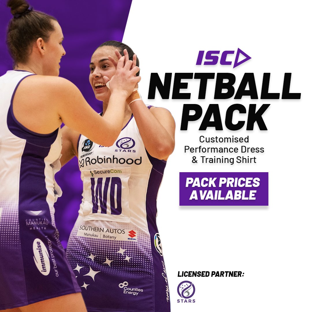 NEW SEASON NETBALL PACKS🏐 Request a quote today for exclusive pack pricing: bit.ly/ISC-Netball Pack includes Custom Performance Dress & Training Tee. 📸 @starsnetballnz #MadeByISC #Teamwear #Netball