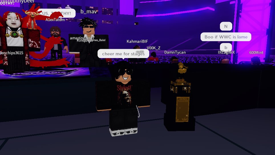 DollarOmegamanX's tweet photo. DWFMania X-4.

That was the BIGGEST night ever.

- DWF Water Hardy Memorial Battle Royal Winner + 5K ROBUX.

- DWF Battle of the Briefcase (10K) Winner.

Thank You. 💜🤍

[ @DWF_Media ] https://t.co/c5qP1qlHFl
