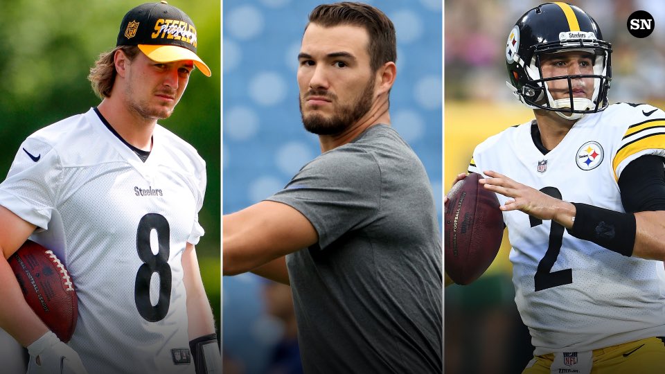 BarstoolBurgh's tweet photo. Steelers QB battle is a goddamn slugfest. 

Mitch: 4/7 63 yards 1 TD
Rudolph: 9/15 93 yards 1 TD 
Pickett: 13/15 95 yards 2 TD https://t.co/BcWqqCp5qO