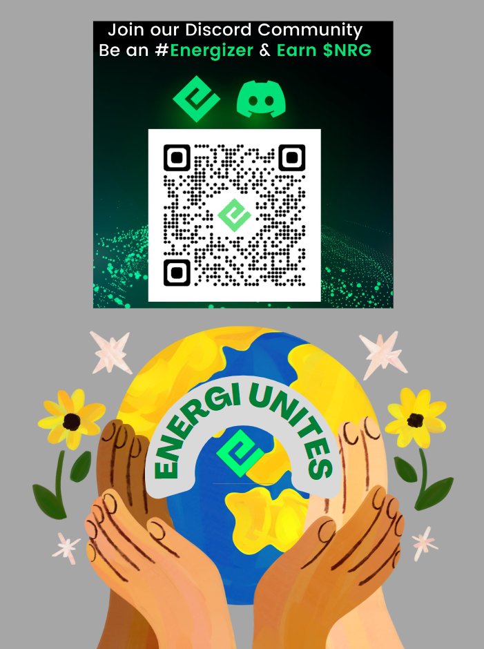 markda787's tweet photo. In a divided world @energi unites and fulfills its mission as cryptocurrency of the conscious world.
Experience a vivid culture, interact and have fun at our discord channel with people from all over the word. Uniting the world since 2019 
https://t.co/H4nGUIOWzK https://t.co/DkDFJDGFjc