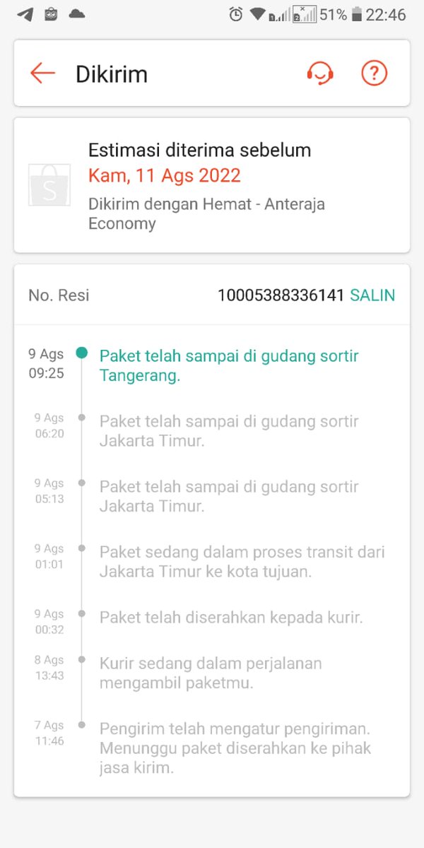 febribinsahi's tweet photo. Min @anteraja_id tolong proses pesanan kami. Dari tanggal 9 Aug 2022 tidak ada pergerakan. Terimakasih https://t.co/3NGSgp1T3d