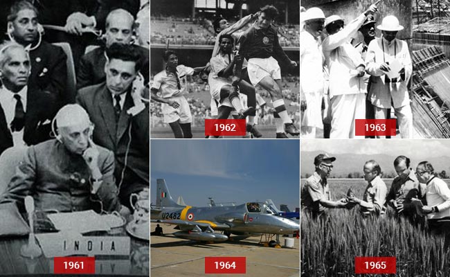 Jorwal_'s tweet photo. 🇮🇳 1961- India head the 1st  ever meeting of Non-Aligned Countries
1962- India's football team won gold at Asian Games
1963- PM Nehru inaugurated the Bhakra-Nangal Dam
1964- 1st Indian jet trainer HJT-16 took flight
1965- Green Revolution was started
#75YearsofIndependence 🇮🇳 https://t.co/oHJQCJl7d2