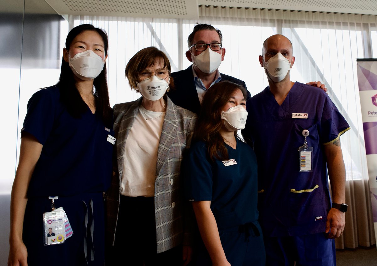 Peter Mac Cancer Centre (@petermaccc) on Twitter photo Fantastic to have <a href="/DanielAndrewsMP/">Dan Andrews</a> & <a href="/MaryAnneThomas/">Mary-Anne Thomas MP</a> visit today to help send a big thank you to our international staff – including nurses Hae (Canada) and Cassary (Ireland) and also Eyal, a doctor from Israel – who arrived during the pandemic. More: premier.vic.gov.au/victorias-heal… Fantastic to have <a href="/DanielAndrewsMP/">Dan Andrews</a> & <a href="/MaryAnneThomas/">Mary-Anne Thomas MP</a> visit today to help send a big thank you to our international staff – including nurses Hae (Canada) and Cassary (Ireland) and also Eyal, a doctor from Israel – who arrived during the pandemic. More: premier.vic.gov.au/victorias-heal…