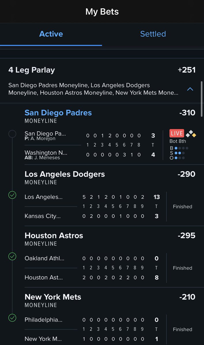 Alex__Monaco's tweet photo. The San Diego Padres continue to haunt my betting dreams #Padsquad https://t.co/1L1KwX9R4y