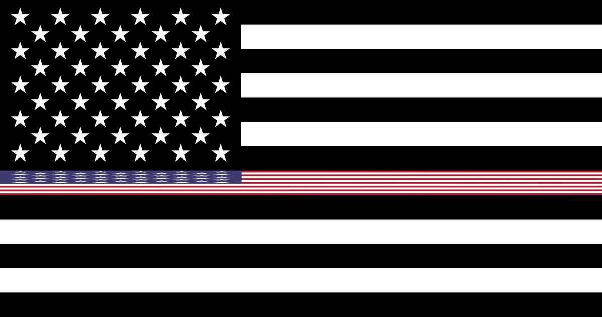 the thin red white and blue flag represents the fact that american flags are the one thing stopping us from descending into violent chaos and anarchy.