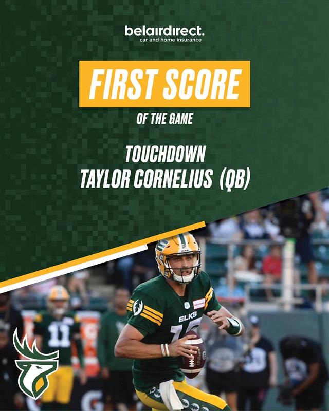 The Corn Dog punches it in for your @belairdirect First Score of the Game! 🌽 QB - Taylor Cornelius (@TaylorCorn14) #GoElks #CFL