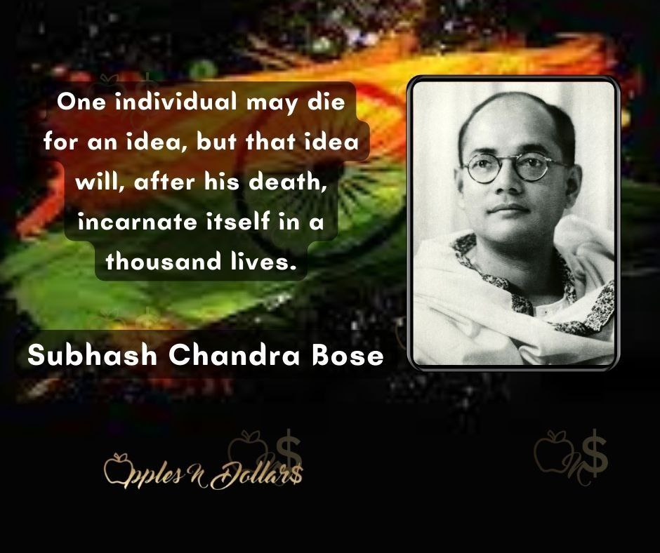 applesndollars's tweet photo. One individual may die for an idea, but that idea will, after his death, incarnate itself in a thousand lives. - Subhash Chandra Bose

Follow Apples N Dollars for exciting content!

#applesndollarsdailymotivation
#75thindependenceday
#subhashchandrabose
#individual
#die
#idea https://t.co/aiyq0KLYOQ