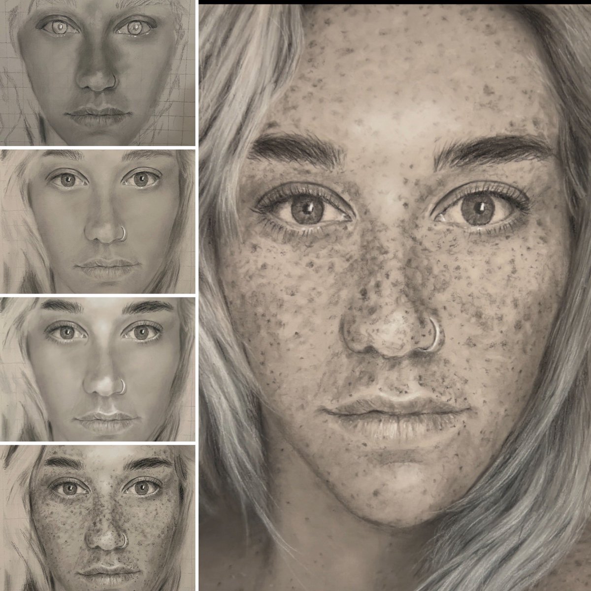 JimFitzartphoto's tweet photo. Almost finished with my charcoal portrait of a natural beauty, endowed with freckles #charcoal #realisticportraits #jimfitzpatrick #create4peace #portraitart #realisticportrait #naturalbeauty #portraits #charcoaldrawing #freckles #drawing #frecklefaced #KeshaRose @KeshaRose https://t.co/PE9vUX87pM